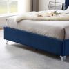 B100S Queen bed; Button designed Headboard; strong wooden slats + metal legs with Electroplate